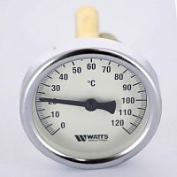 Watts термометр биметаллический с погружной гильзой, резьба 1/2", корпус Ø 63 мм, гильза 75 мм