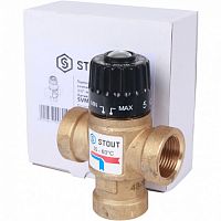 Термостатический смесительный клапан STOUT 3/4" ВР 35-60°С KV 1,6 для систем отопления и ГВС