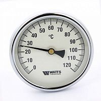 Watts термометр биметаллический с погружной гильзой, резьба 1/2", корпус Ø 100 мм, гильза 75 мм
