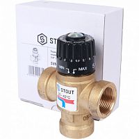 Термостатический смесительный клапан STOUT 3/4" ВР 20-43°С KV 1,6 для систем отопления и ГВС