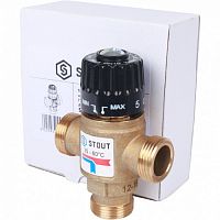 Термостатический смесительный клапан STOUT 3/4" НР 35-60°С KV 1,6 для систем отопления и ГВС